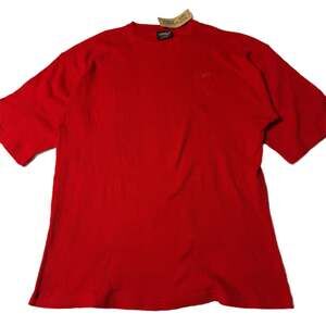 Vtg ESMX Red Ribbed Knit Waffle Cotton Short Sleeve Shirt Men's Size Large